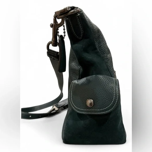 Coach Pennie Hobo hunter green leather & suede shoulder/crossbody purse C1522 - Picture 4 of 12